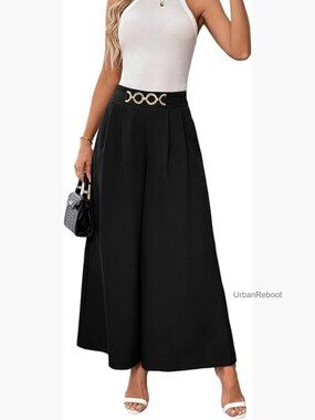 Wide Leg Dress Pants High Waisted Business Work Trousers Casual Loose Palazzo